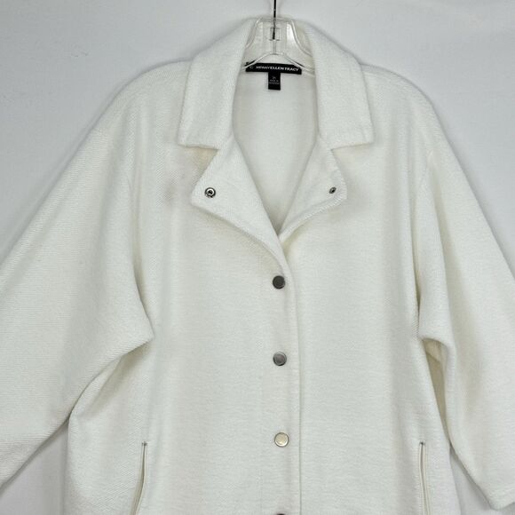 Vtg Company Ellen Tracy Women’s Collar Button Closure and zip pockets Ivory 3X - Picture 5 of 16